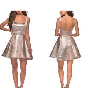La Femme #28181 Metallic Fit & Flare Cocktail Mini Dress Size 6 NWT $330